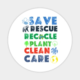 Save Bees Rescue Animals Recycle Plastict Earth Day 2024 Magnet